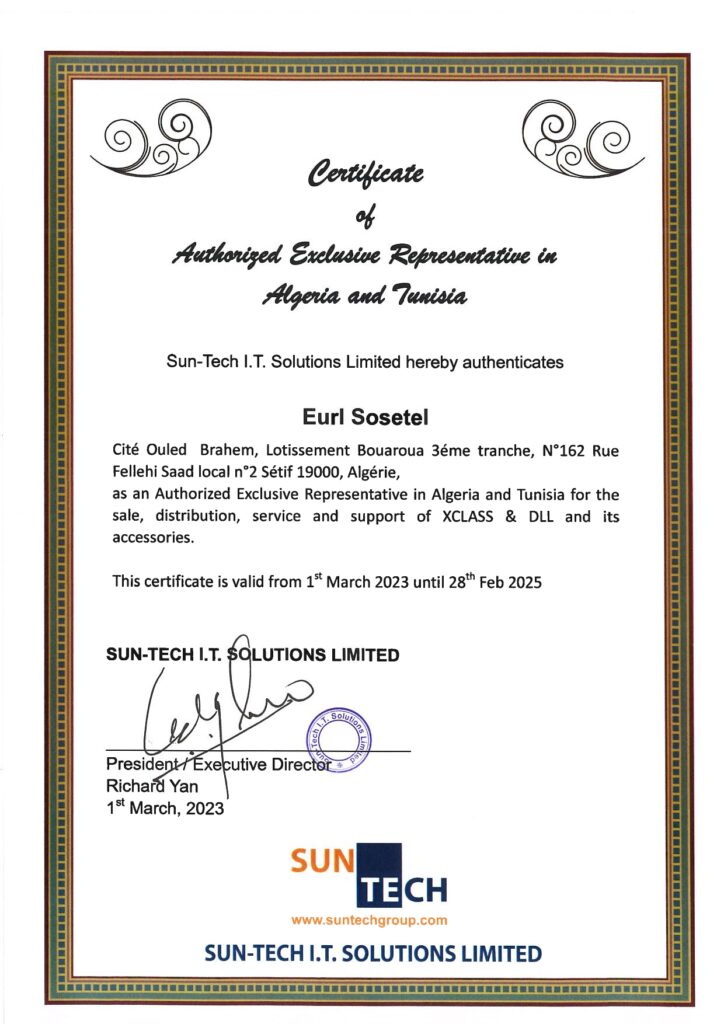 Sole Distributor Certificate_Algeria__Tunisia 20232025 Sosetel